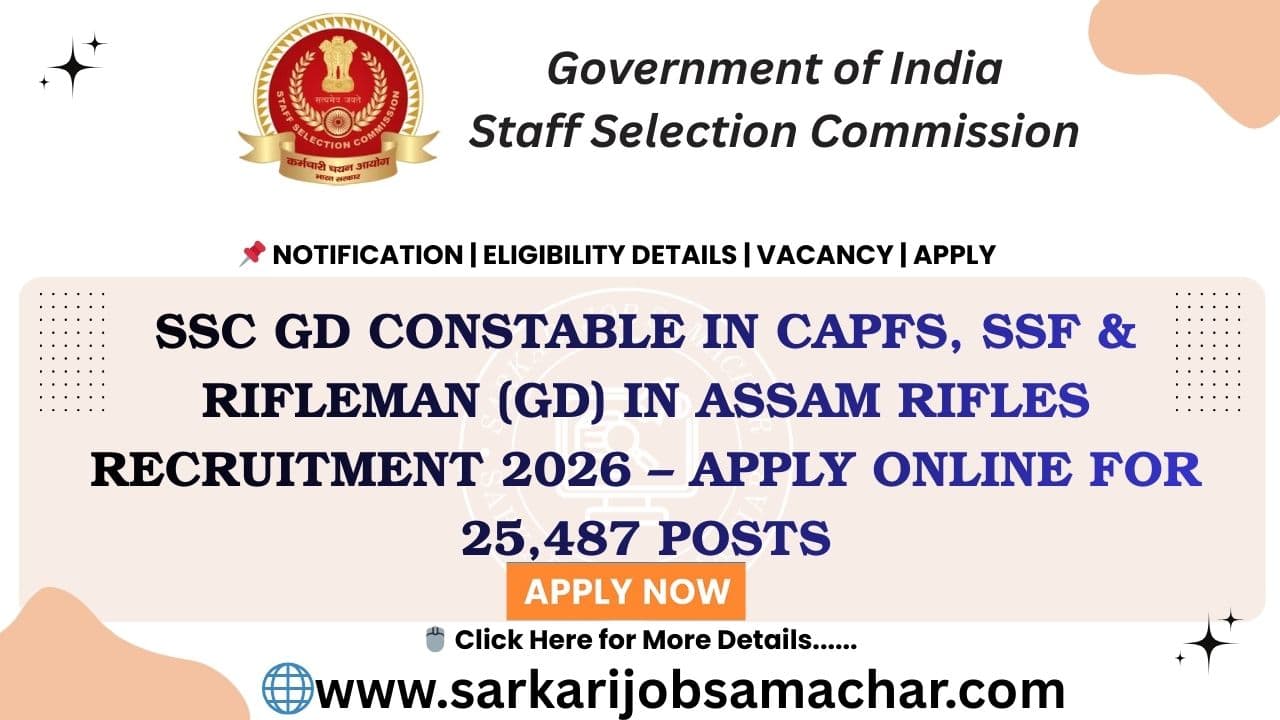 SSC GD Constable Recruitment 2026 β Apply online for 25,487 posts